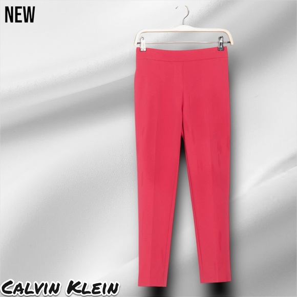 New Calvin Klein Stretch Woven Pull-On Pants - Lipstick - Picture 2 of 4